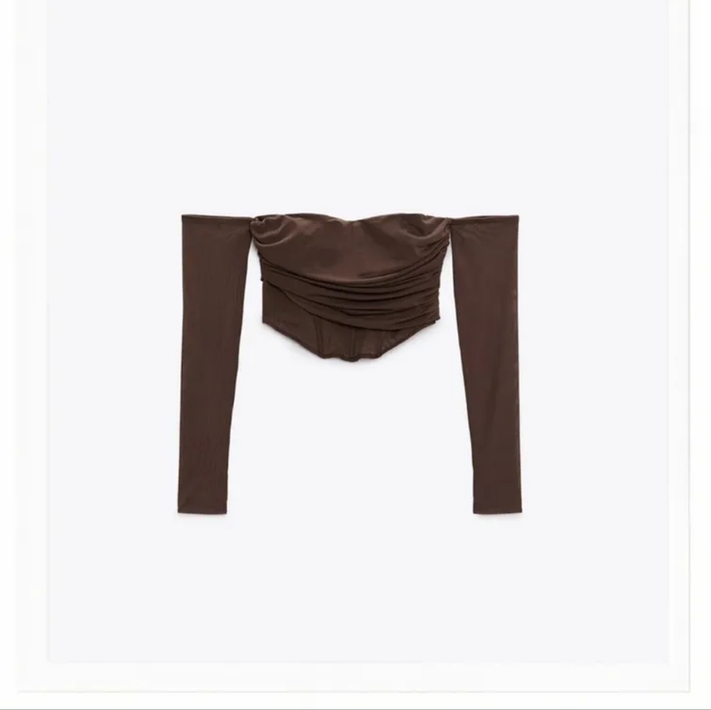 ZARA BROWN  RUCHED CORSET TOP  5039/690